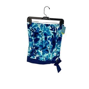 Bal Harbour Swim navy blues strapless bandeau blouson swimsuit top size small